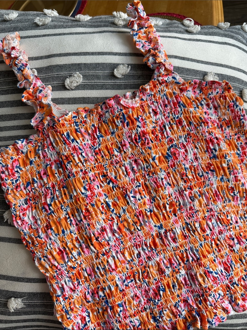 Old Navy Orange Pink Blue Smocked Tank Top